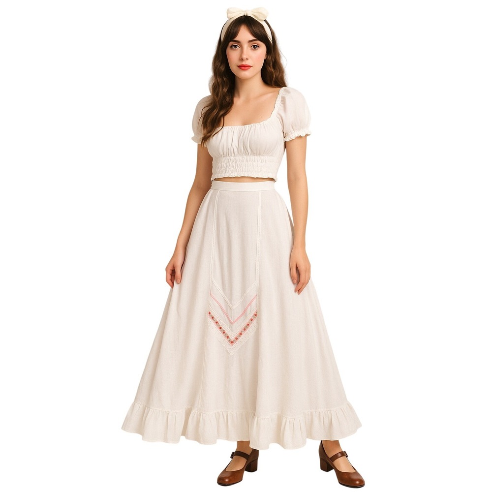 WENDY CALIFORNIA VTG 70s prairie lace maxi‎ skirt cottagecore coquette ethereal